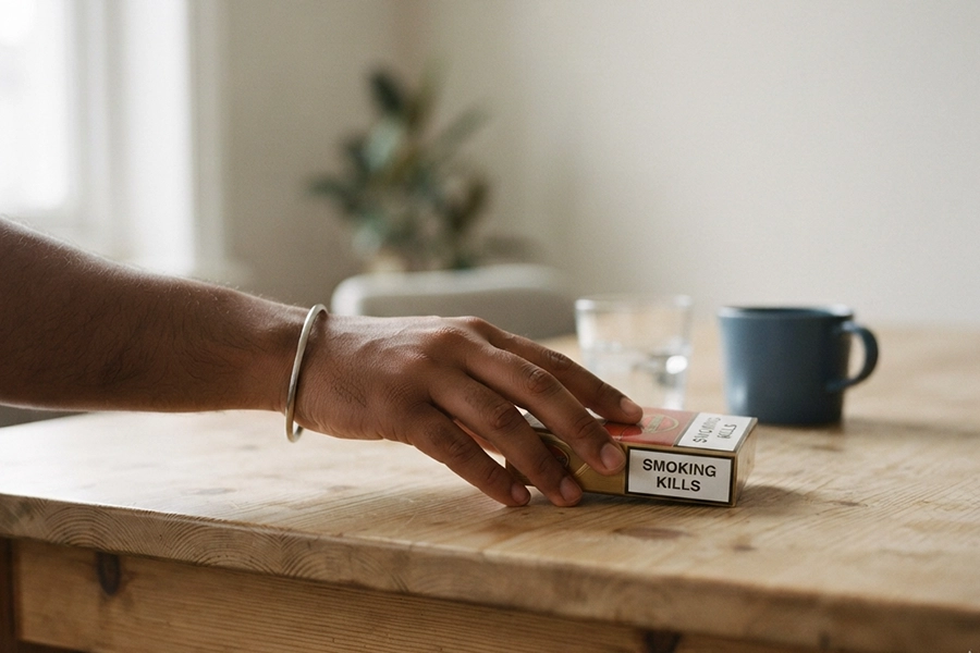 Smoking or chewing tobacco causes stubborn stains and fast discolouration.